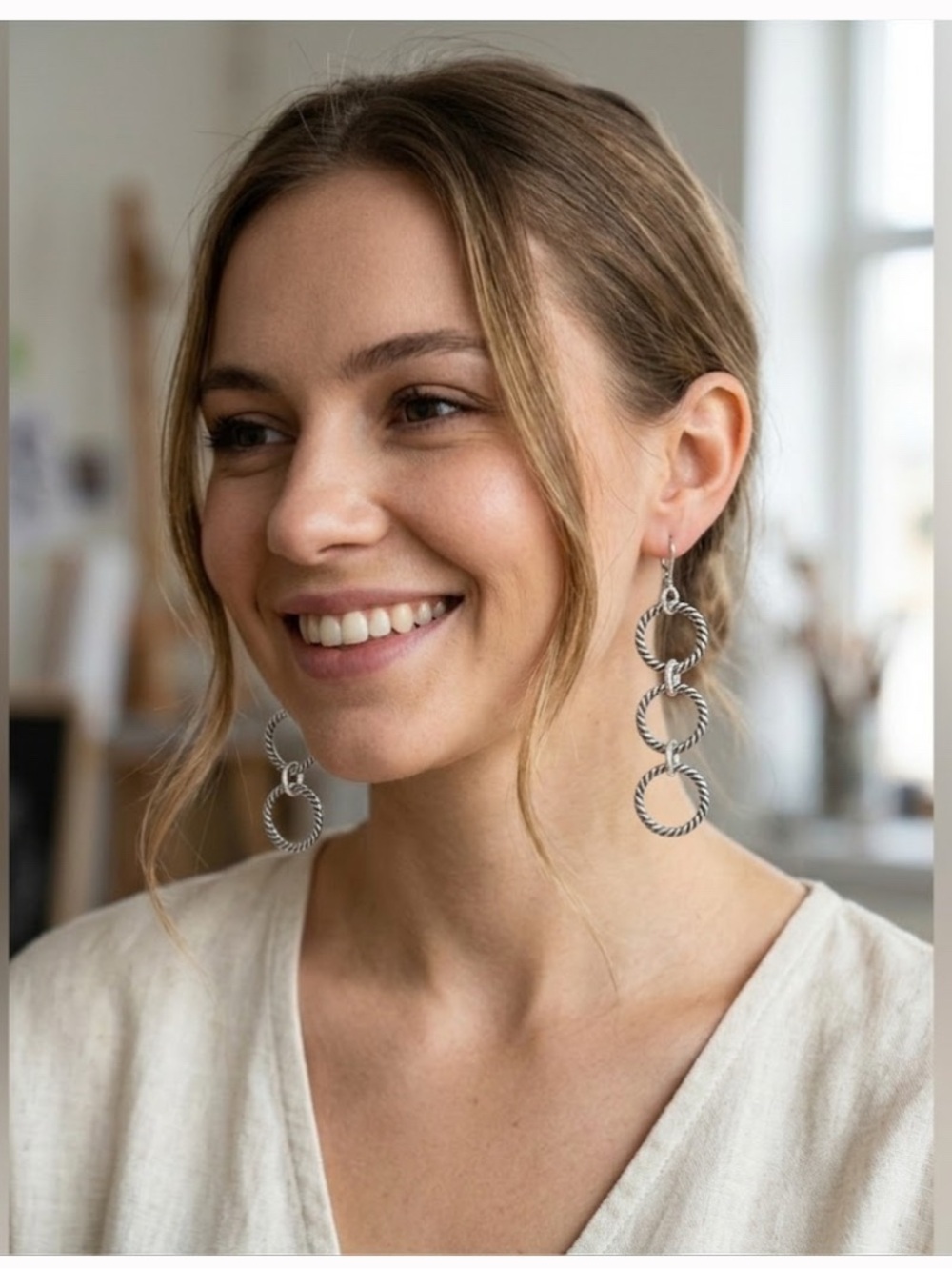 Triple Round Earrings